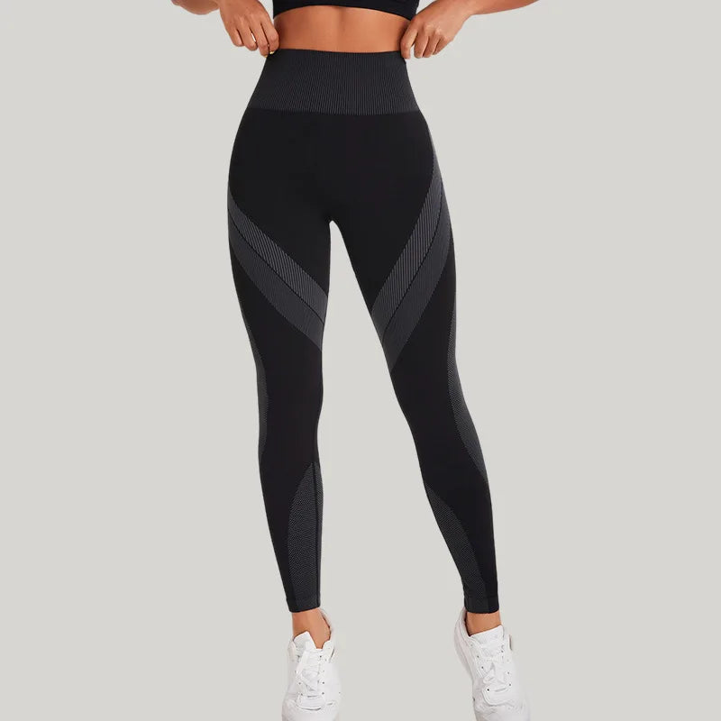 Mileegirl Seamless Color Contrast Yoga Pants for Women High Waist Sports Leggings Tight Quick Drying Gym Workout Scrunch Pants
