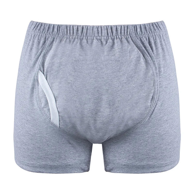 Adult Diaper Men's Washable Incontinence Shorts Open Underwear Adult Patient Reusable Breathable Pant Diaper for Elderly