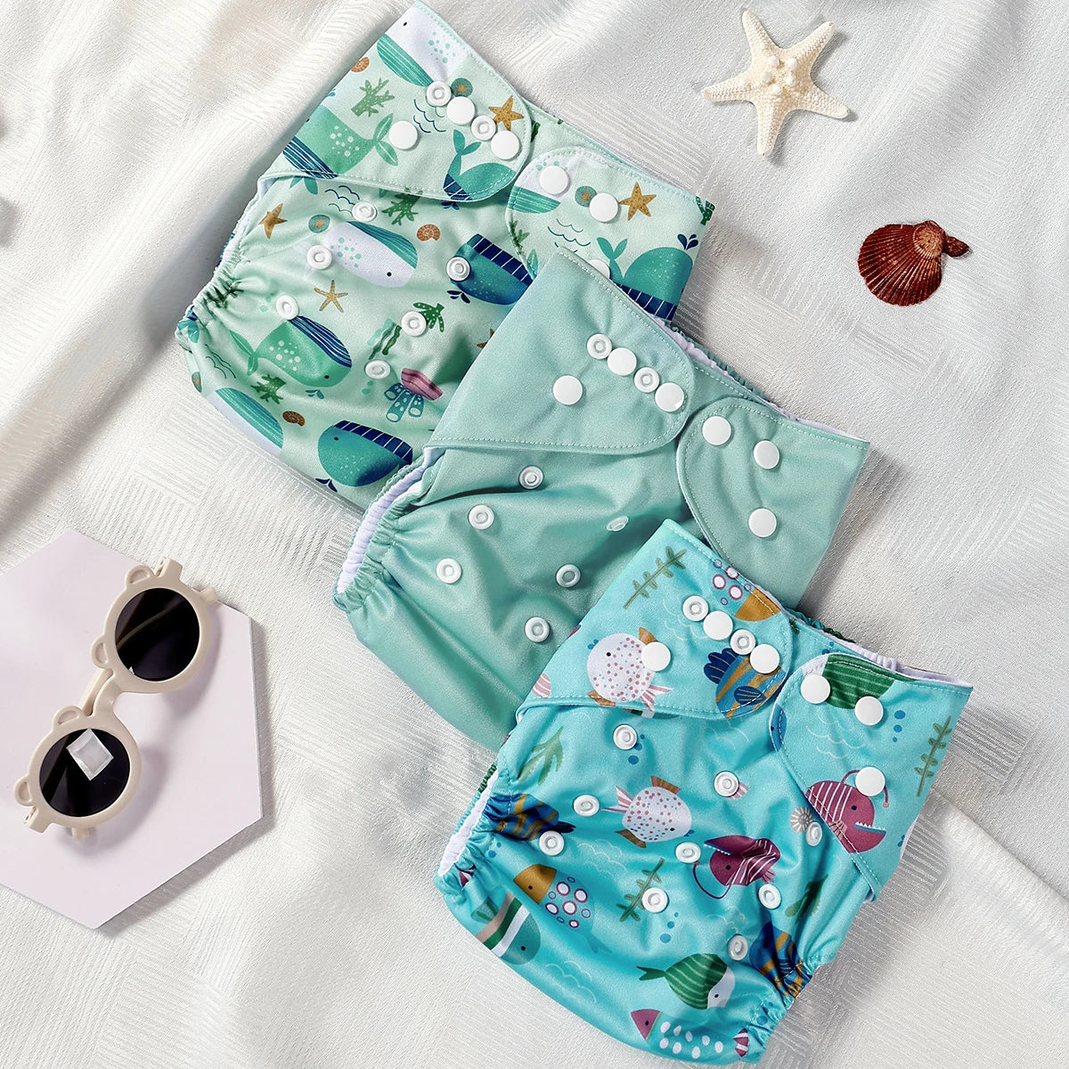 3 PCS Adjustable Size Washable Diapers Soft Skin-Friendly Breathable for Babies 3-15kg