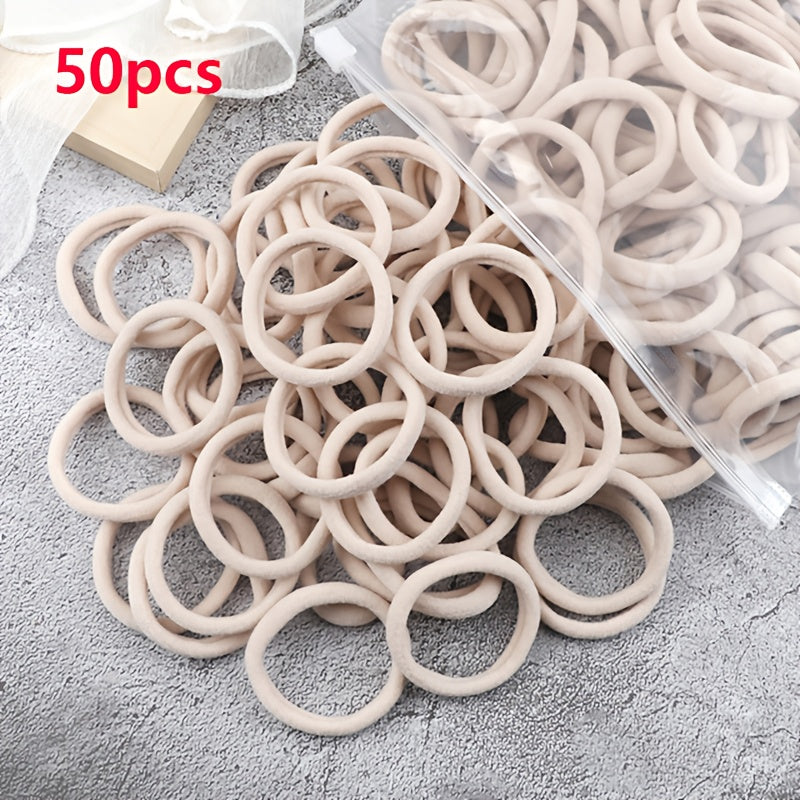 50pcs/Set Women Basic Hair Bands 1.57inch Simple Solid Colors Elastic Headband Hair Ropes Ties Hair Accessories Ponytail Holder