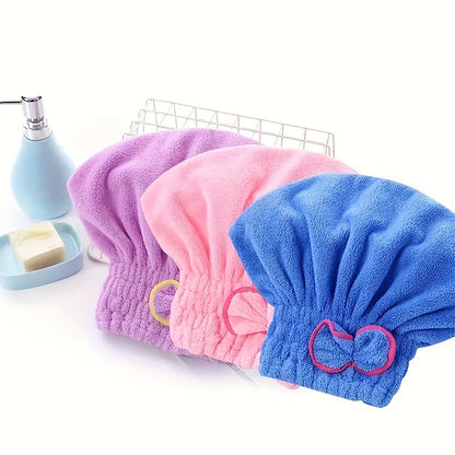 [Fast Drying Towel] Fast Drying 1 Pc Absorbent Coral Velvet Hair Drying Towel | Long Hair Turban Wrap For Women - Princess Shower Cap