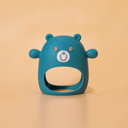 Soft Silicone TYRY.HU Bear Mitten Youngsters Teether - 6M+ Anti-Drop Chew Toy, Safe & Soothing Teething Relief - Cute Cartoon Design in Pink, Green, Blue, Yellow, Perfect Gift for Thanksgiving & Christmas