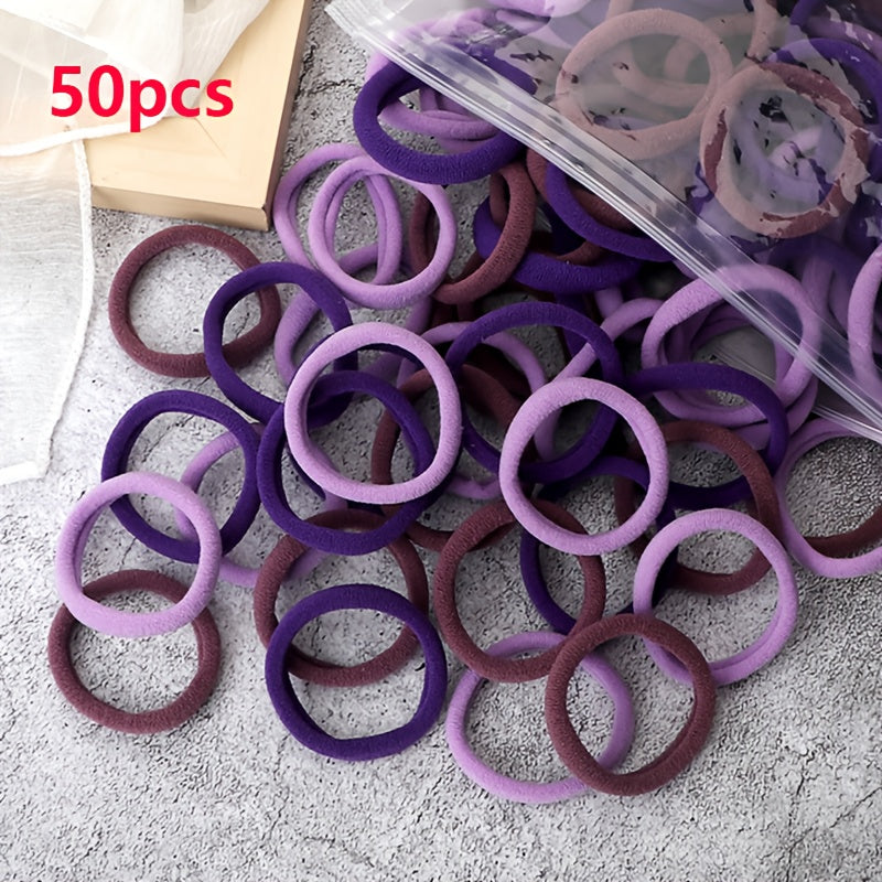50pcs/Set Women   Basic Hair Bands 1.57inch Simple Solid Colors Elastic Headband Hair Ropes Ties Hair Accessories Ponytail Holder