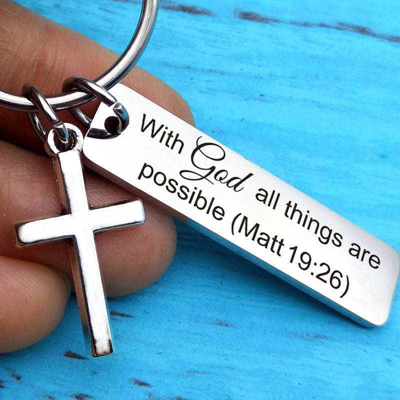 Bible Verse Cross Keychain Christian Metal Key Ring Purse Bag Backpack Car Key Charm Clothing Accessory Christmas Gift