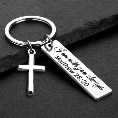 Bible Verse Cross Keychain Christian Metal Key Ring Purse Bag Backpack Car Key Charm Clothing Accessory Christmas Gift