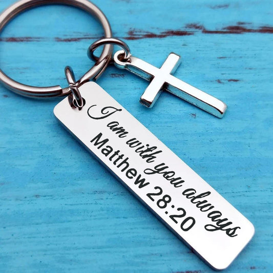 Bible Verse Cross Keychain Christian Metal Key Ring Purse Bag Backpack Car Key Charm Clothing Accessory Christmas Gift