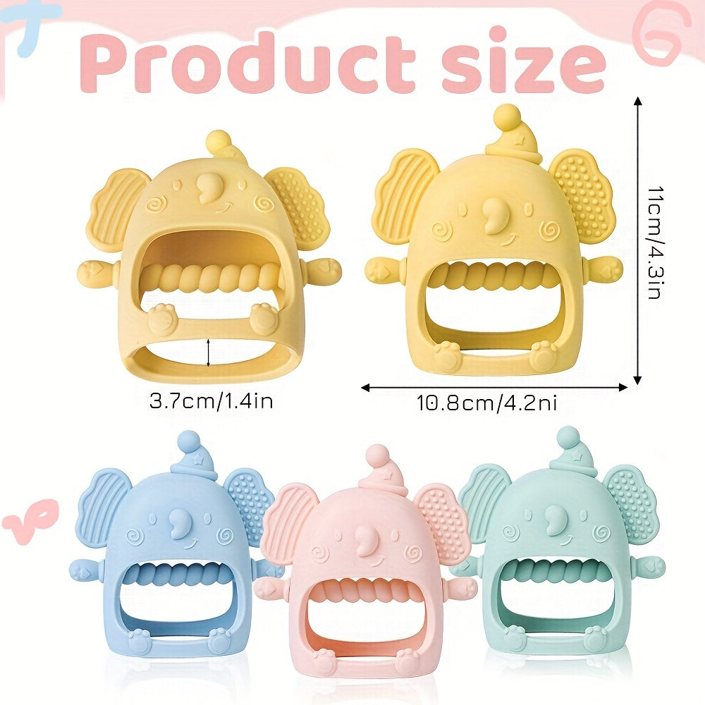 Soft Silicone TYRY.HU Bear Mitten Youngsters Teether - 6M+ Anti-Drop Chew Toy, Safe & Soothing Teething Relief - Cute Cartoon Design in Pink, Green, Blue, Yellow, Perfect Gift for Thanksgiving & Christmas