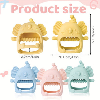 Soft Silicone TYRY.HU Bear Mitten Youngsters Teether - 6M+ Anti-Drop Chew Toy, Safe & Soothing Teething Relief - Cute Cartoon Design in Pink, Green, Blue, Yellow, Perfect Gift for Thanksgiving & Christmas