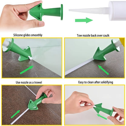 [Durable Caulk Applicator Tools] 3pcs Durable Silicone Caulk Nozzle Applicator Tools - Easy-Grip Handle for Floor Cleaning & Tile Joint Dirt Spatula, Ideal for Epoxy Sealant Application, Perfect Christmas & New Year Gift, Cau