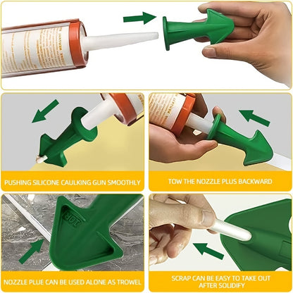 [Durable Caulk Applicator Tools] 3pcs Durable Silicone Caulk Nozzle Applicator Tools - Easy-Grip Handle for Floor Cleaning & Tile Joint Dirt Spatula, Ideal for Epoxy Sealant Application, Perfect Christmas & New Year Gift, Cau