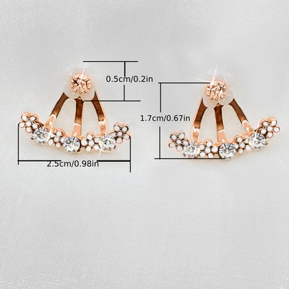 Delicate Flower Shaped Crystal Dangle Earrings - Exquisitely Crafted with Sparkling Zircon Crystals and Intricate Design - Perfect Gift Idea for Valentines Day, Christmas, and Beautiful Accessories for Girls and Women