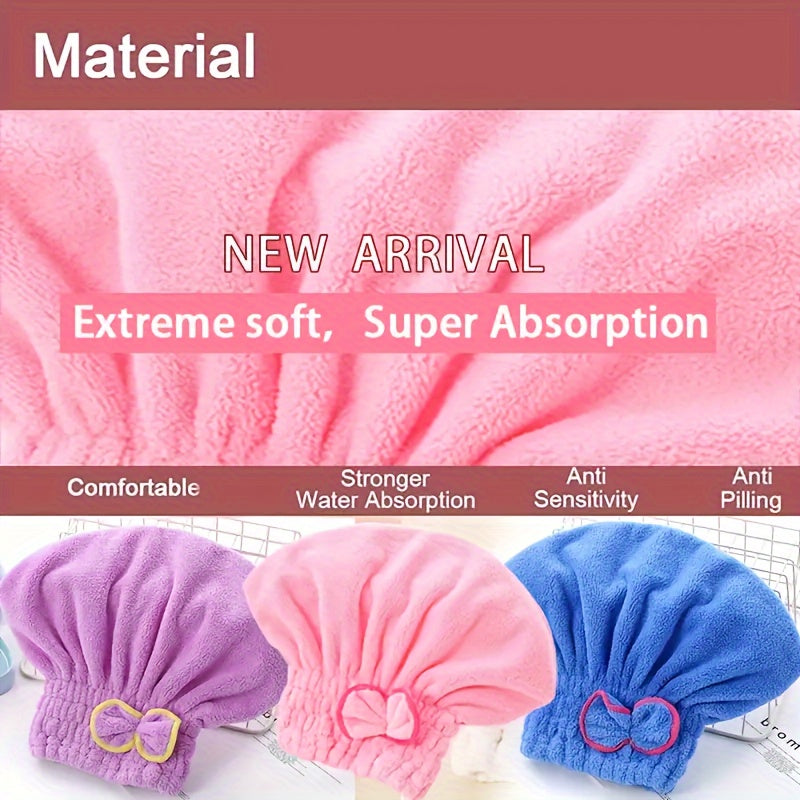 [Fast Drying Towel] Fast Drying 1 Pc Absorbent Coral Velvet Hair Drying Towel | Long Hair Turban Wrap For Women - Princess Shower Cap