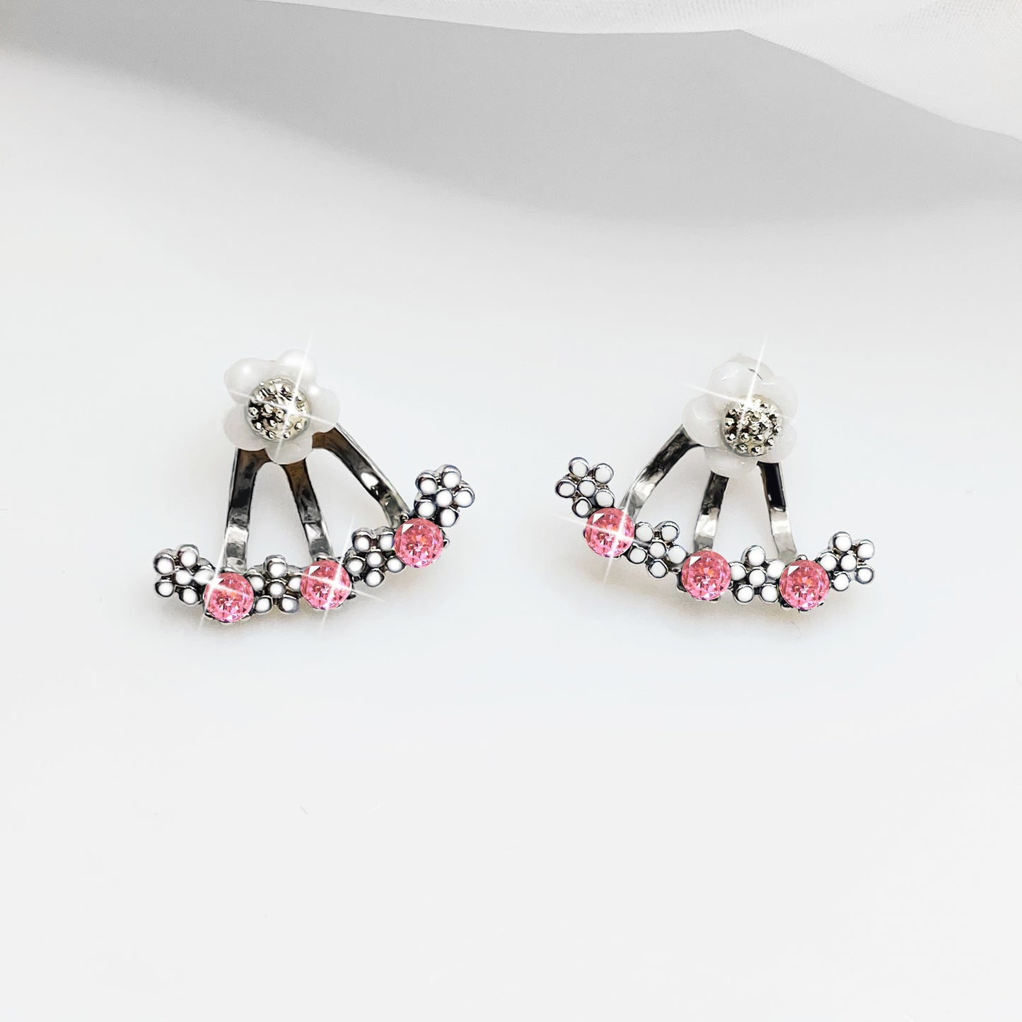 Delicate Flower Shaped Crystal Dangle Earrings - Exquisitely Crafted with Sparkling Zircon Crystals and Intricate Design - Perfect Gift Idea for Valentines Day, Christmas, and Beautiful Accessories for Girls and Women