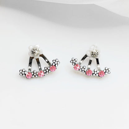 Delicate Flower Shaped Crystal Dangle Earrings - Exquisitely Crafted with Sparkling Zircon Crystals and Intricate Design - Perfect Gift Idea for Valentines Day, Christmas, and Beautiful Accessories for Girls and Women