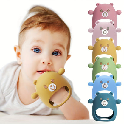 Soft Silicone TYRY.HU Bear Mitten Youngsters Teether - 6M+ Anti-Drop Chew Toy, Safe & Soothing Teething Relief - Cute Cartoon Design in Pink, Green, Blue, Yellow, Perfect Gift for Thanksgiving & Christmas