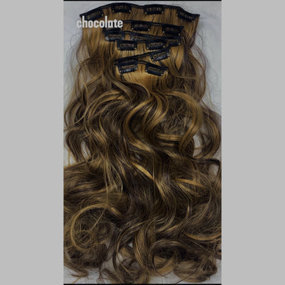 [Heat Resistant Hair Extensions] 6pcs Heat Resistant 22 Inch Body Wave Clip-In Hair Extensions | Double Weft Synthetic Hair for Women - Hair Clips Hair Accessories Halloween Christmas