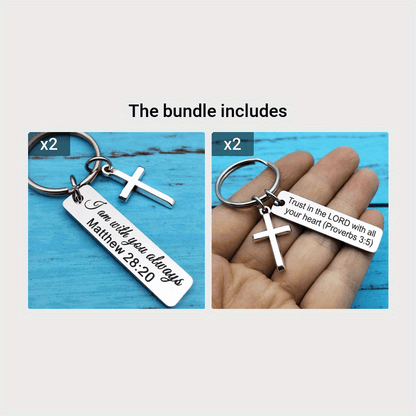 Bible Verse Cross Keychain Christian Metal Key Ring Purse Bag Backpack Car Key Charm Clothing Accessory Christmas Gift