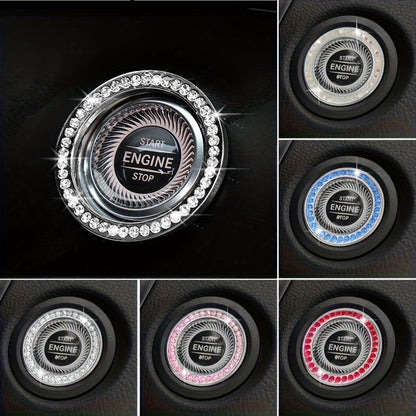Rhinestone Decoration One-Button Start Ignition Ring - Car Accessory - Thanksgiving Christmas New Year Gift