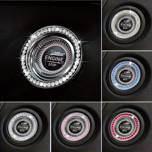 Rhinestone Decoration One-Button Start Ignition Ring - Car Accessory - Thanksgiving Christmas New Year Gift