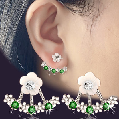 Delicate Flower Shaped Crystal Dangle Earrings - Exquisitely Crafted with Sparkling Zircon Crystals and Intricate Design - Perfect Gift Idea for Valentines Day, Christmas, and Beautiful Accessories for Girls and Women