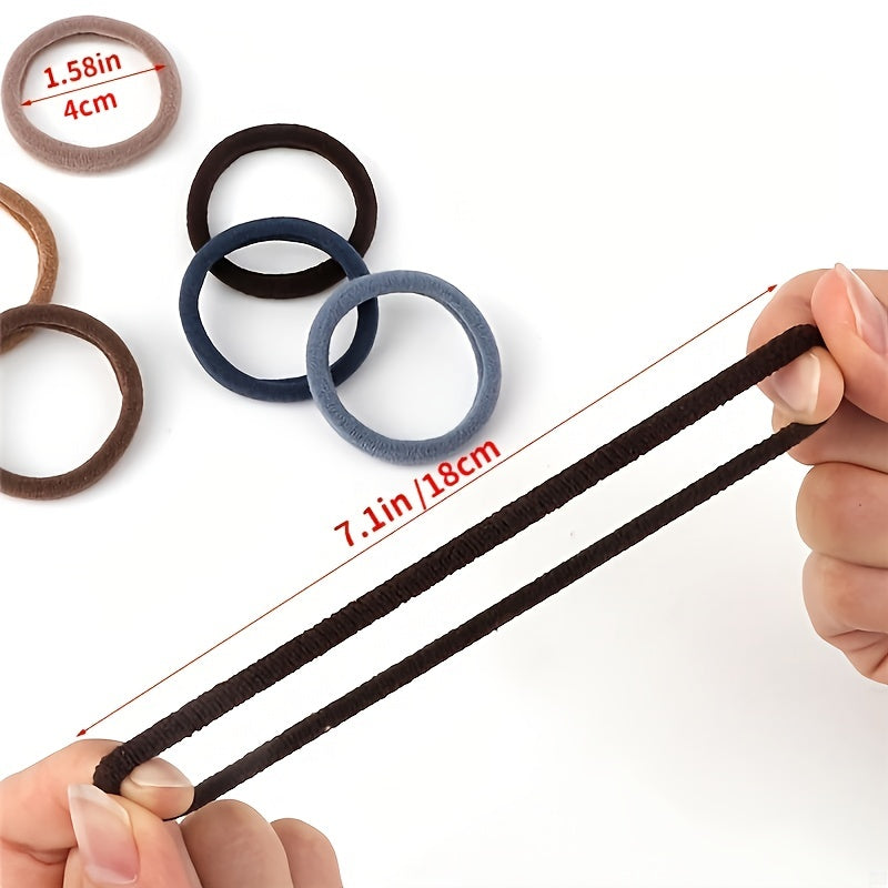 50pcs/Set Women   Basic Hair Bands 1.57inch Simple Solid Colors Elastic Headband Hair Ropes Ties Hair Accessories Ponytail Holder
