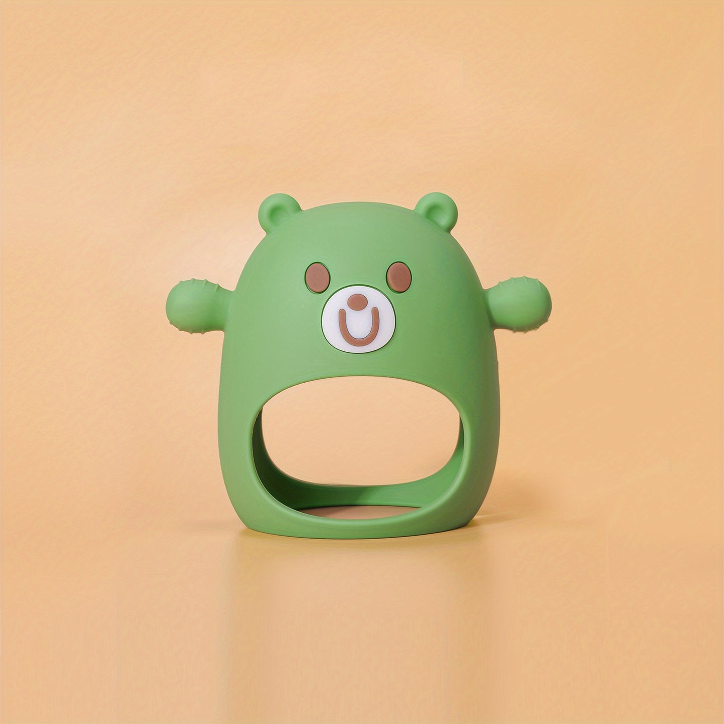 Soft Silicone TYRY.HU Bear Mitten Youngsters Teether - 6M+ Anti-Drop Chew Toy, Safe & Soothing Teething Relief - Cute Cartoon Design in Pink, Green, Blue, Yellow, Perfect Gift for Thanksgiving & Christmas