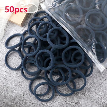 50pcs/Set Women   Basic Hair Bands 1.57inch Simple Solid Colors Elastic Headband Hair Ropes Ties Hair Accessories Ponytail Holder