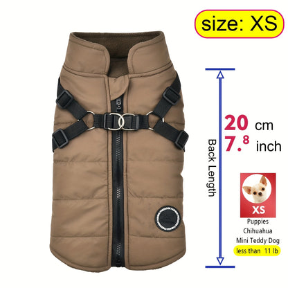 Warm Padded Dog Vest with Harness for Small And Medium Dogs - Red Coat for Extra Comfort And Security Christmas Gift