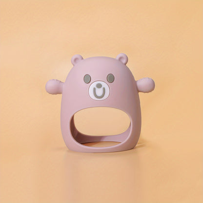 Soft Silicone TYRY.HU Bear Mitten Youngsters Teether - 6M+ Anti-Drop Chew Toy, Safe & Soothing Teething Relief - Cute Cartoon Design in Pink, Green, Blue, Yellow, Perfect Gift for Thanksgiving & Christmas