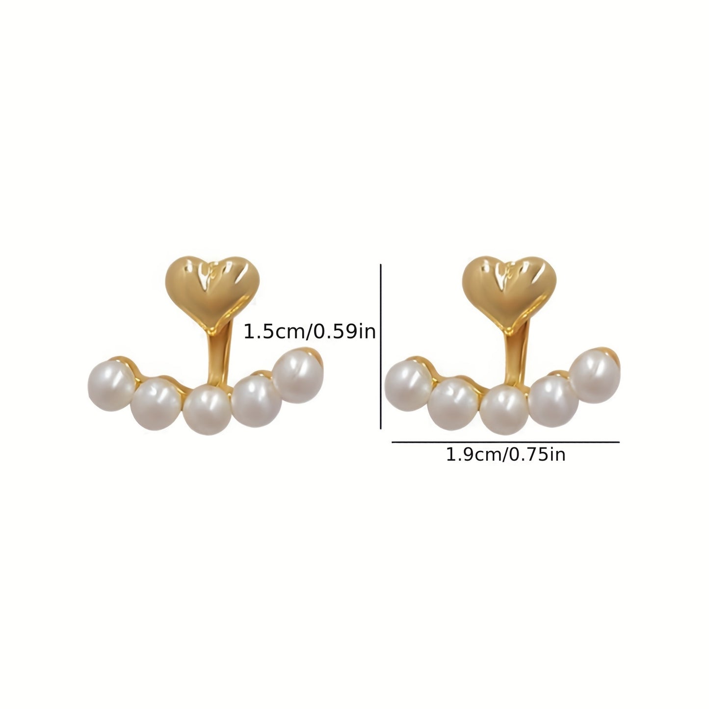 1 Pair Of Heart-shaped Front And Back Wearing Earrings, Women's Fashion Popular Pearl Adjustable Two Wear Style Exquisite Earring Christmas, Halloween, Thanksgiving Day Gift