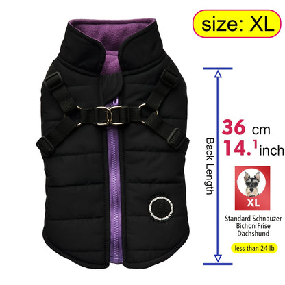 Warm Padded Dog Vest with Harness for Small And Medium Dogs - Red Coat for Extra Comfort And Security Christmas Gift
