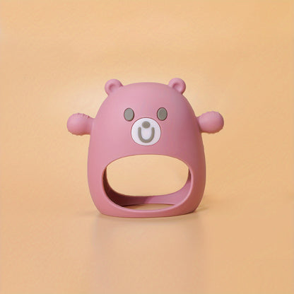 Soft Silicone TYRY.HU Bear Mitten Youngsters Teether - 6M+ Anti-Drop Chew Toy, Safe & Soothing Teething Relief - Cute Cartoon Design in Pink, Green, Blue, Yellow, Perfect Gift for Thanksgiving & Christmas