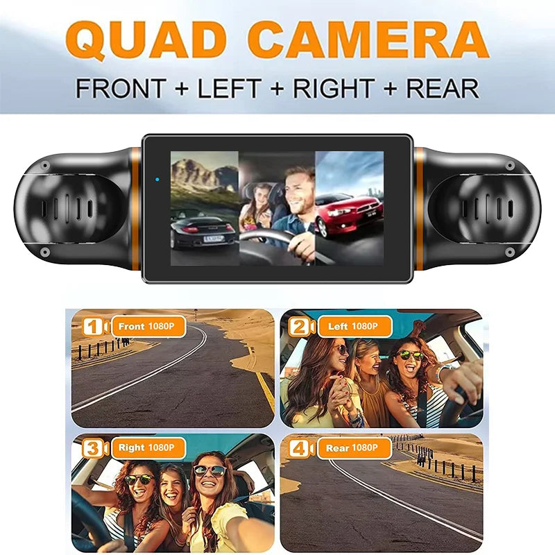 3inch 4 Channel 1080P Dash Cam for Cars  WIFI GPS 360° Video Recorder Rear View Camera Car DVR 24H Hardware Kit Car Assecories