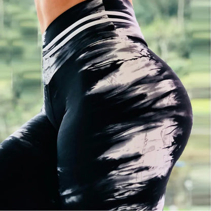 Women Sports Yoga Pants Push Up Printed Gym Fitness Leggings Workout Water Droplets Leggings Elastic Slim Running Pants Tight