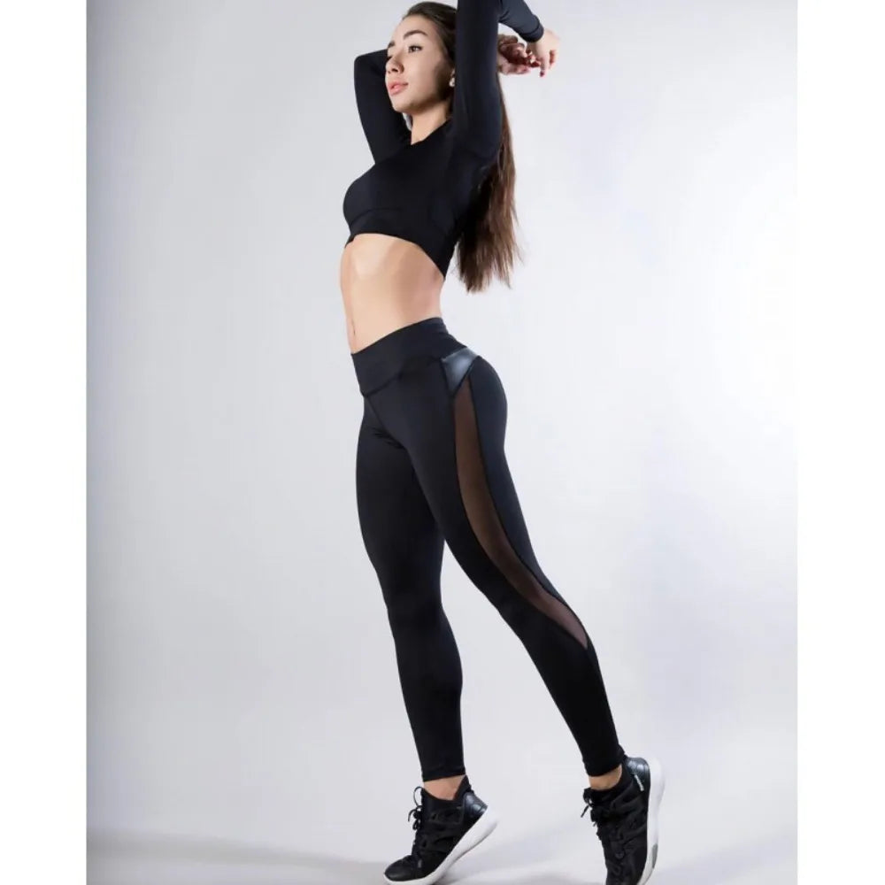 Curvy Confidence Mesh Leggings - High Waist Yoga Pants with Sheer Panels for Women | Bold & Supportive Base Layer