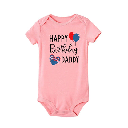 Happy Birthday Daddy Mommy Baby Boys Girls Romper Bodysuit Infant Funny Letter Jumpsuit Outfit Toddler Party Clothes 0-24 Months