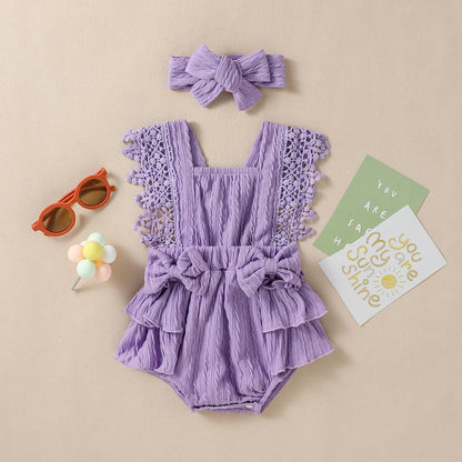 2024 New Style Baby Girls Summer Sleeveless Solid With Bow Fashion  Outdoor Streetwear Dress