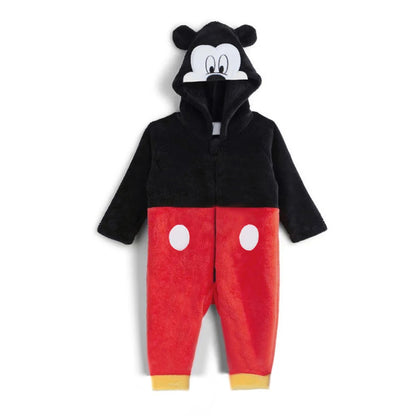 Mickey Baby Rompers Spring Autumn Newborn Baby Clothes Fleece Warm Hooded Baby Jumpsuit Outwear Baby Costume