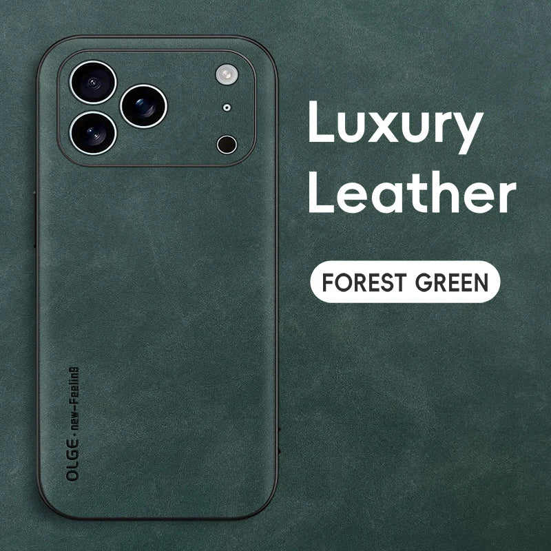 Luxury Leather Phone Case For iPhone 16 15 14 13 12 17 Pro Max 16 Plus 17 Air Cases Sheepskin Vintage Shockproof Soft Back Cover