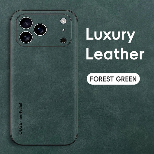 Luxury Leather Phone Case For iPhone 16 15 14 13 12 17 Pro Max 16 Plus 17 Air Cases Sheepskin Vintage Shockproof Soft Back Cover