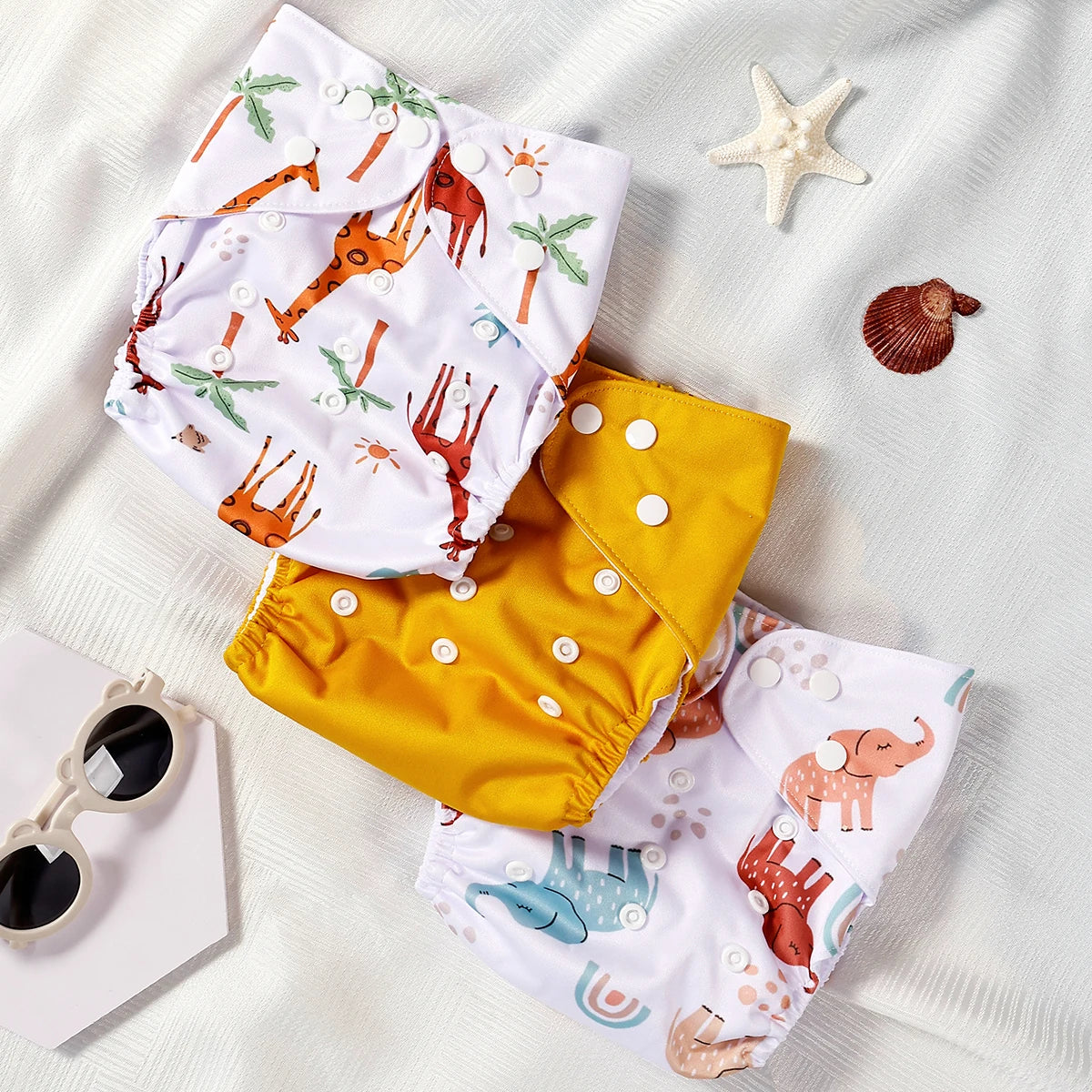 3 PCS Adjustable Size Washable Diapers Soft Skin-Friendly Breathable for Babies 3-15kg