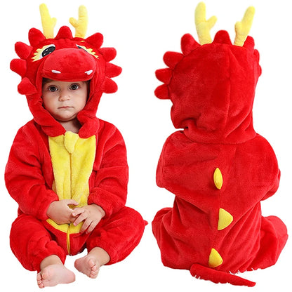 MICHLEY Halloween Winter Baby Rompers Hooded Flannel Cosplay Toddler Infant Clothes Bodysuits Jumpsuit Costume For Girl Boy