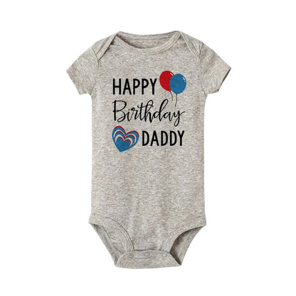 Happy Birthday Daddy Mommy Baby Boys Girls Romper Bodysuit Infant Funny Letter Jumpsuit Outfit Toddler Party Clothes 0-24 Months