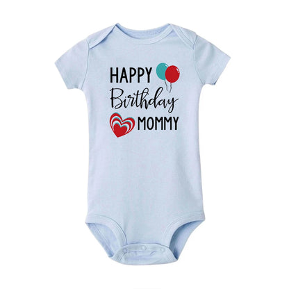 Happy Birthday Daddy Mommy Baby Boys Girls Romper Bodysuit Infant Funny Letter Jumpsuit Outfit Toddler Party Clothes 0-24 Months