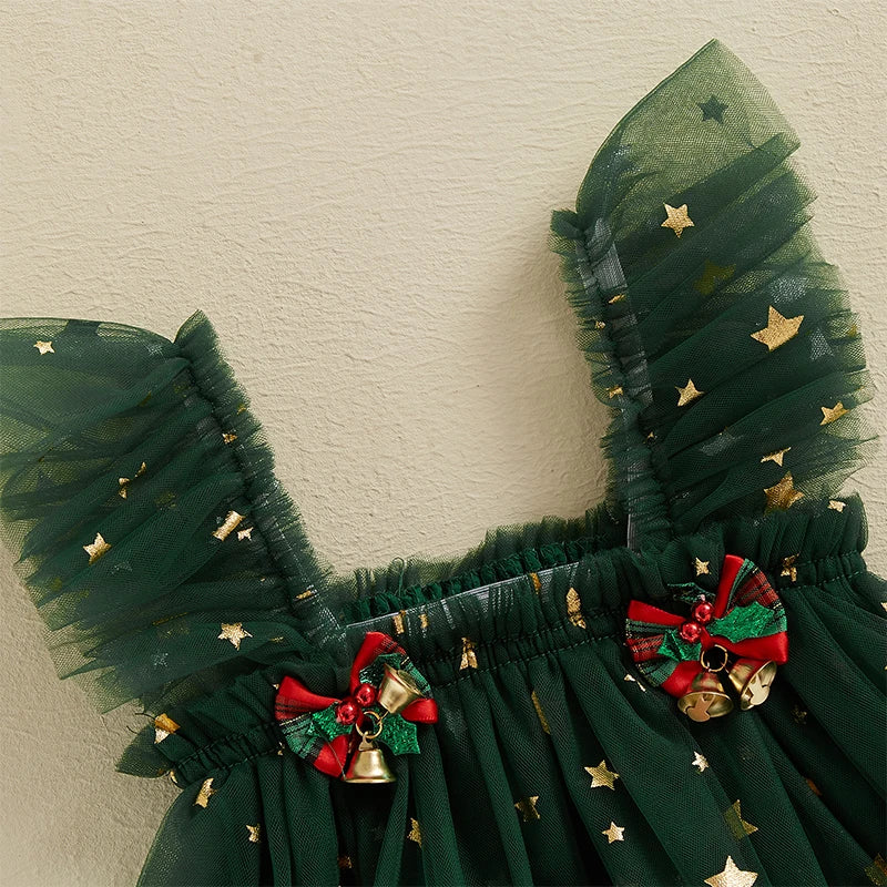 Infant Baby Girl Valentine's Day Outfit Star Heart Flower Red Green Tutu Dress Romper Newborn Festival Clothes Dress