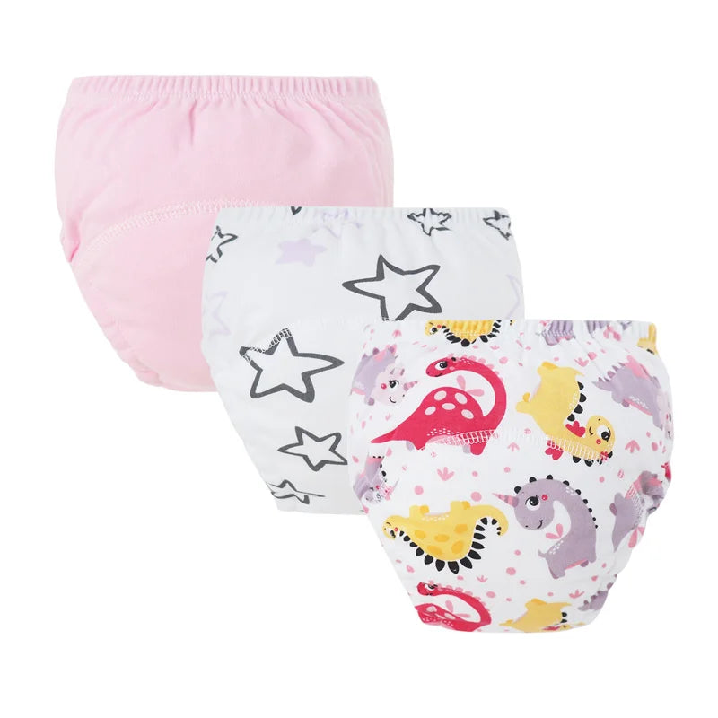 3Pcs Baby Diaper Training Pants Cartoon Kids Underwear Washable Infant Cloth Diaper Reusable Nappies Toddler Shorts for Girl Boy