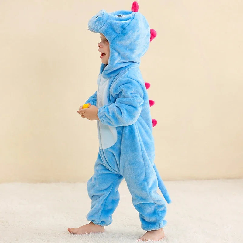 MICHLEY Halloween Winter Baby Rompers Hooded Flannel Cosplay Toddler Infant Clothes Bodysuits Jumpsuit Costume For Girl Boy