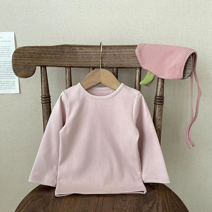2025 Spring Newborn Baby Boys Girls Cotton T-shirt Clothes Toddler Crewneck Long Sleeve Solid Casual Autumn Tops Tees 3-36Months