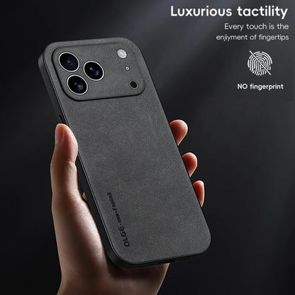Luxury Leather Phone Case For iPhone 16 15 14 13 12 17 Pro Max 16 Plus 17 Air Cases Sheepskin Vintage Shockproof Soft Back Cover
