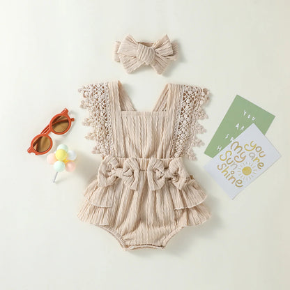 2024 New Style Baby Girls Summer Sleeveless Solid With Bow Fashion  Outdoor Streetwear Dress